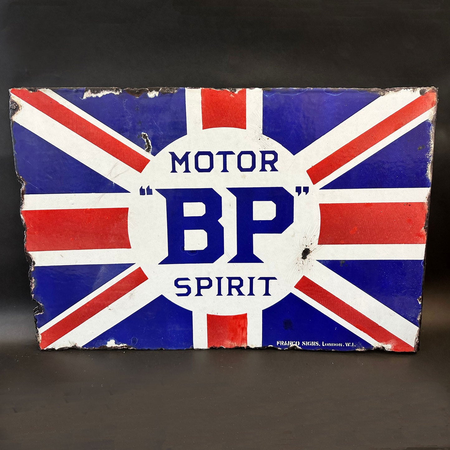 BP Motor Spirit Enamel Sign by Franco Signs