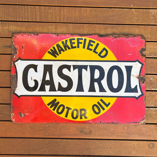Castrol Wakefield Motor Oil Enamel Sign Single Sided - LARGE SIZE