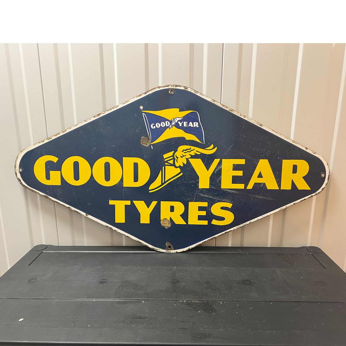 Good Year Tyres Enamel Sign Lozenge Shaped