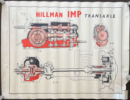 Original Hillman Imp Transaxle Cross Sections Workshop Poster