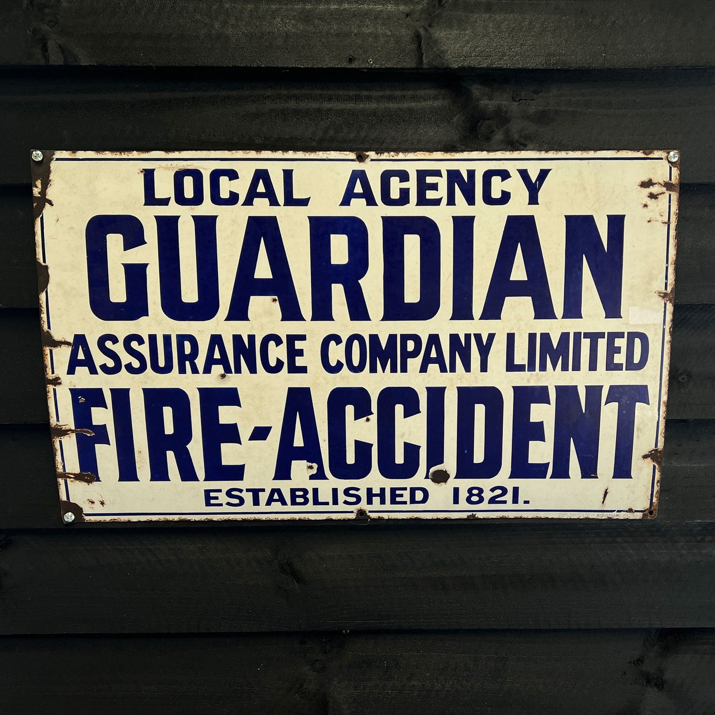 Enamel sign Local Agency Guardian, 46x76cm