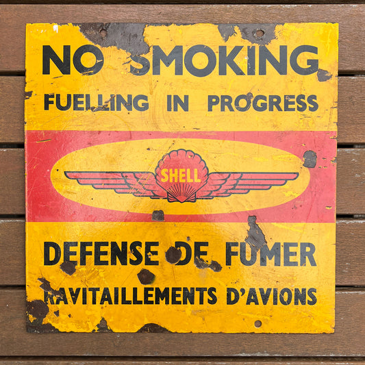 Shell Enamel Sign No Smoking Fuelling In Progress Defence De Fumer