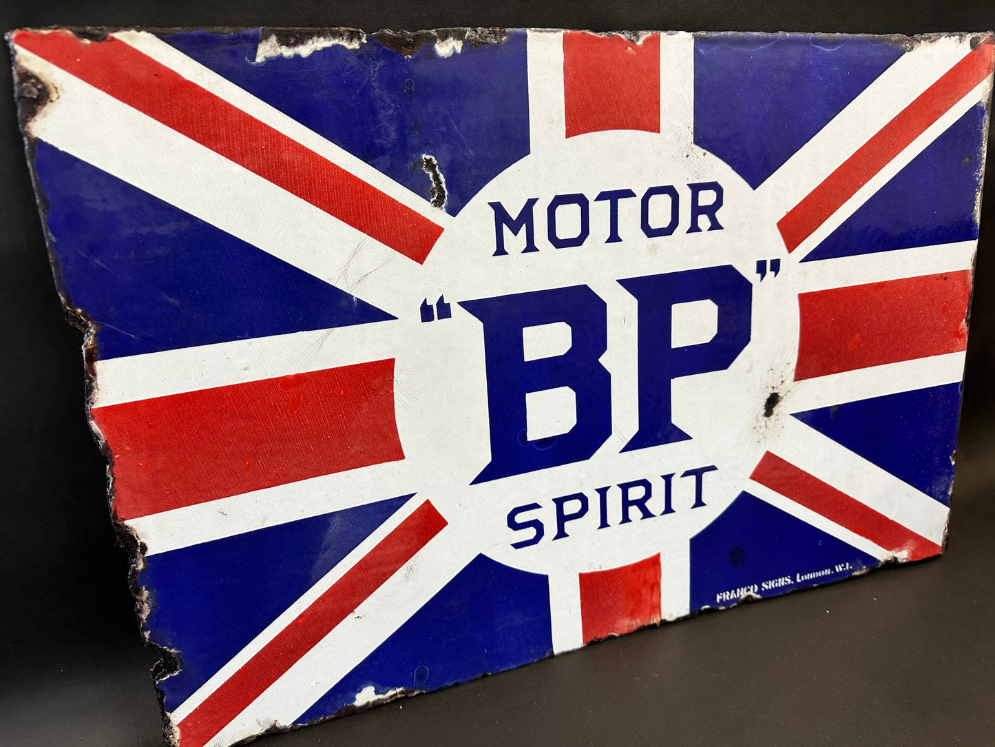 BP Motor Spirit Enamel Sign by Franco Signs