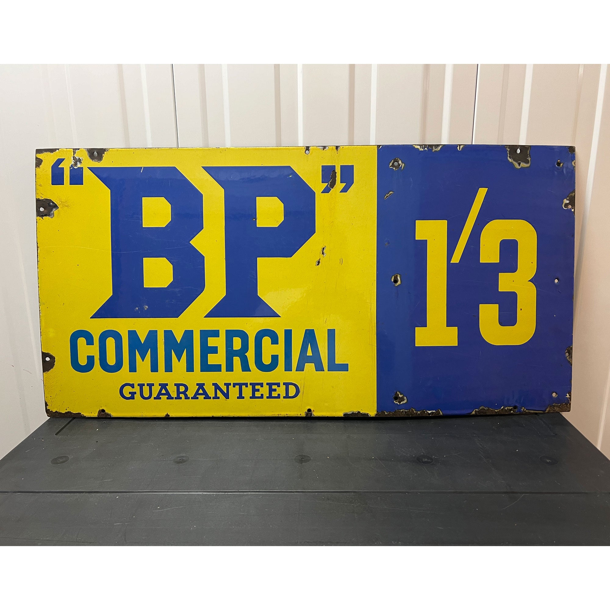 BP Commercial Guaranteed Enamel Sign – Antique Signs