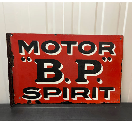 BP Motor Spirit Double Sided Enamel Sign Red