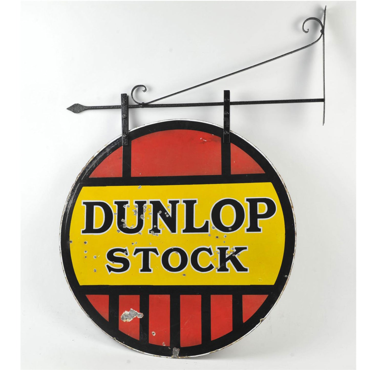 Dunlop Stock Double Sided Enamel Sigh with Original Hanger