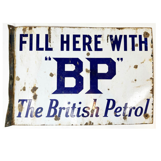 Fill Here With BP The British Petrol Enamel Sign