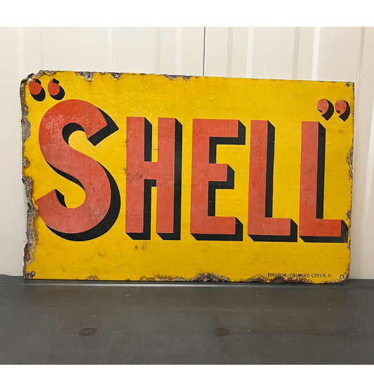 Shell Enamel Sign Bruton Palmers Green Double Sided