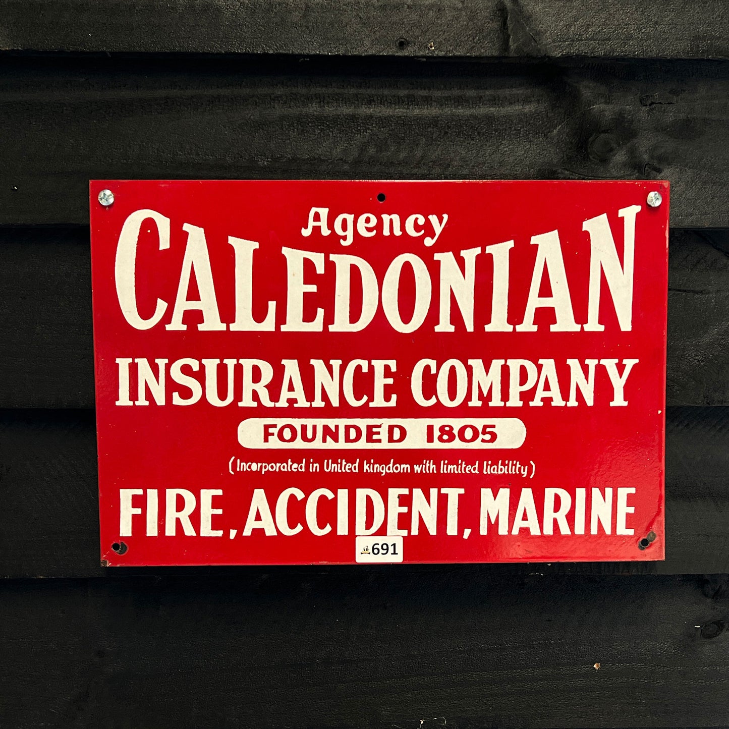 Caledonia Insurance Company Enamel Sign