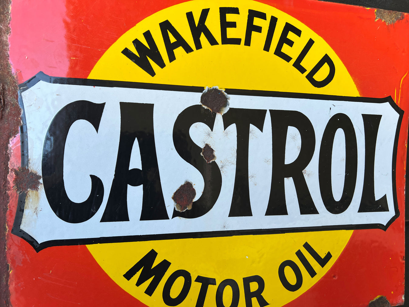 Castrol Wakefield Motor Oil Enamel Sign Double Sides – Antique Signs