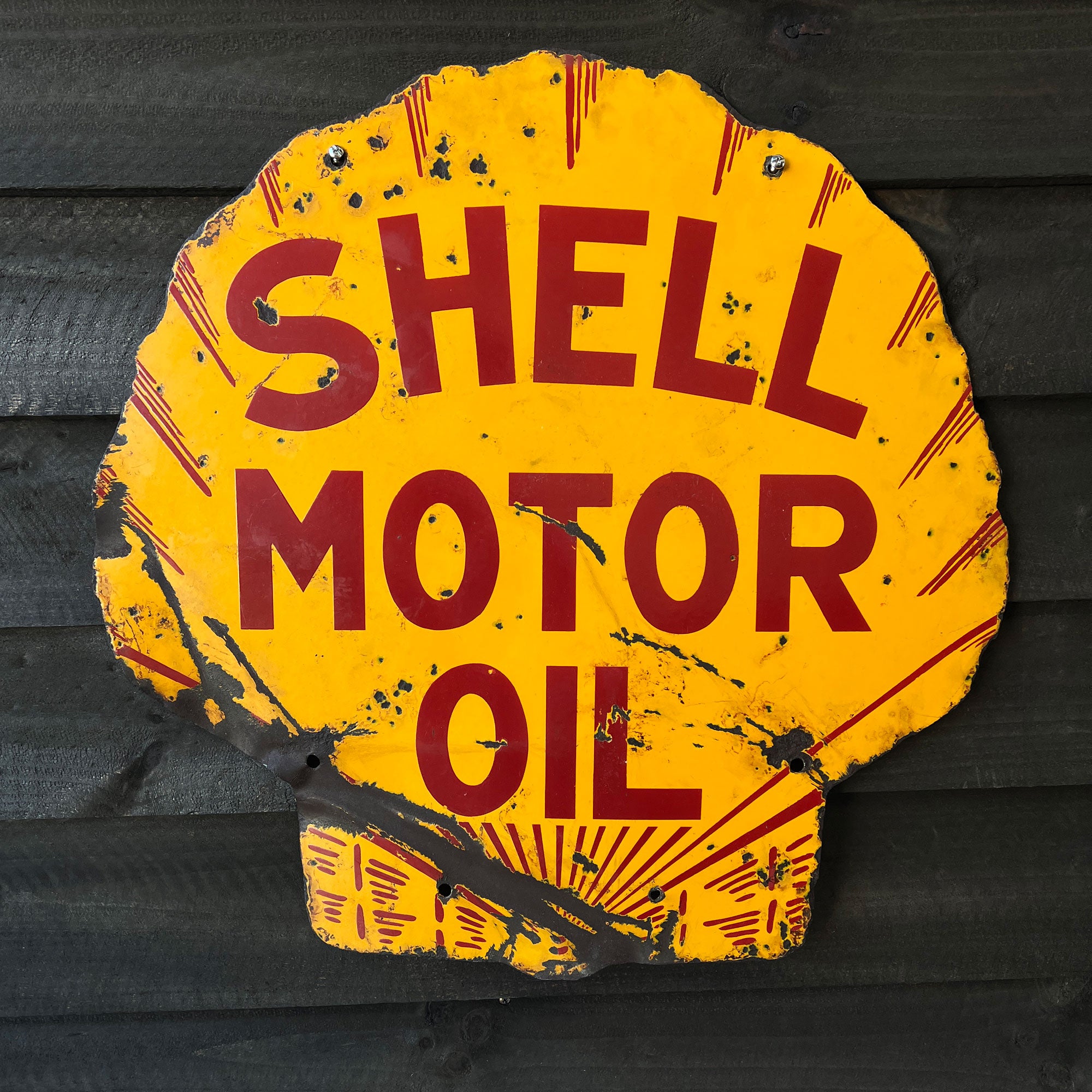 Early Shell Motor Oil Double Sided Enamel Sign – Antique Signs