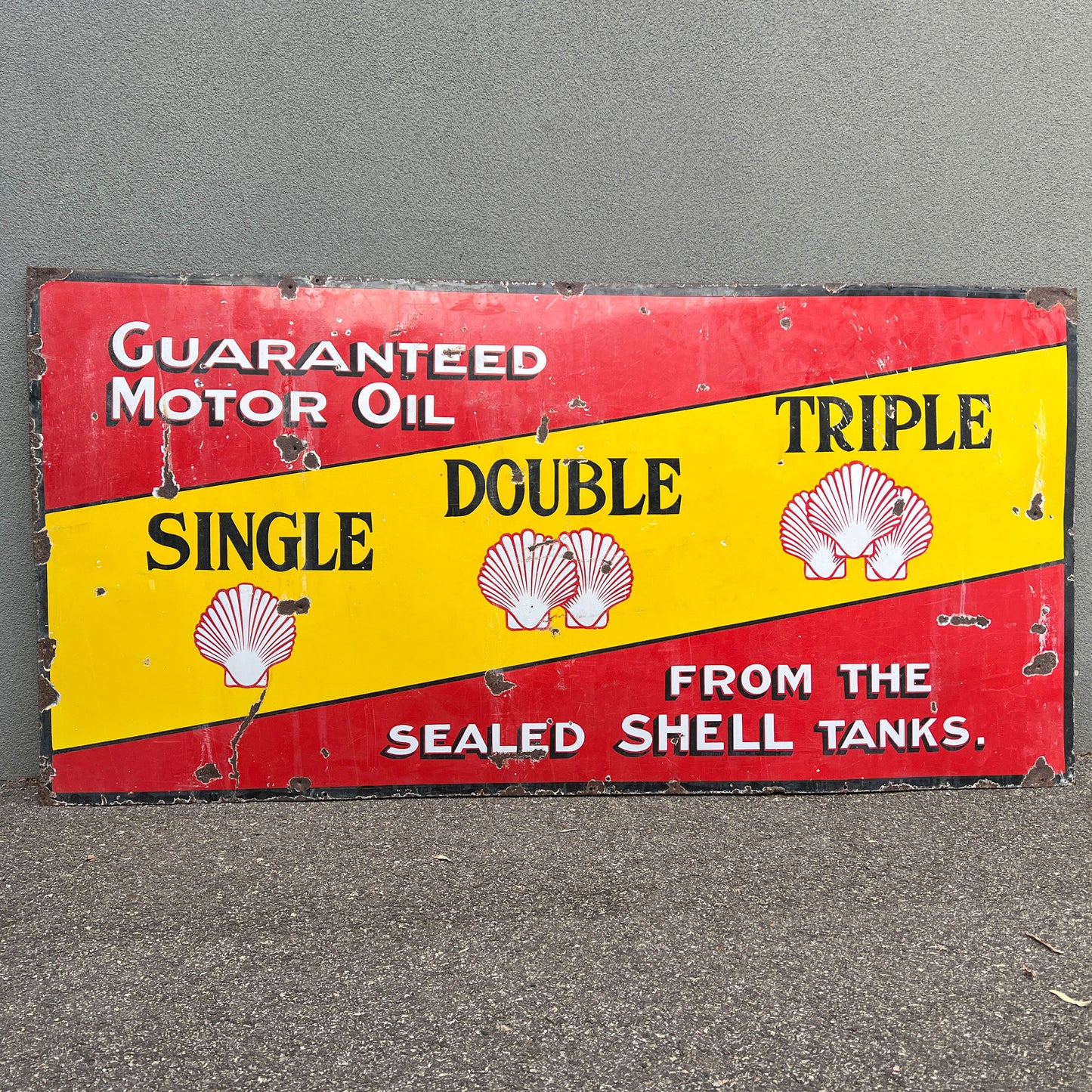 Single Double Triple From The Sealed Shell Tanks Enamel Sign