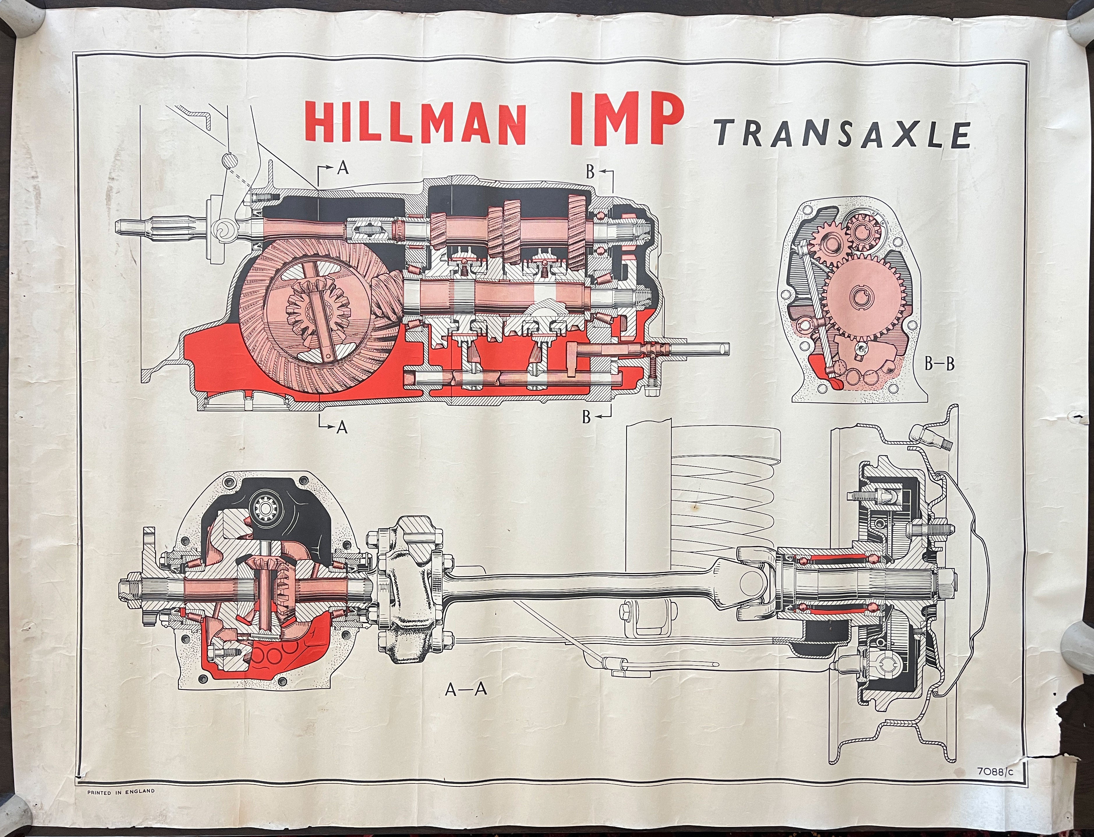 Modular Imp Section Original Hillman Imp Transaxle Cross Sections Workshop Poster – Antique ...