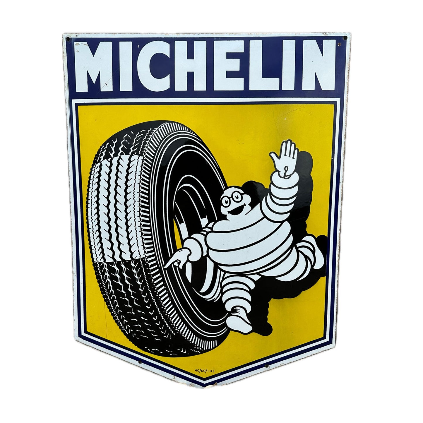 Michelin pennant-shaped enamel sign Mr Bibendum