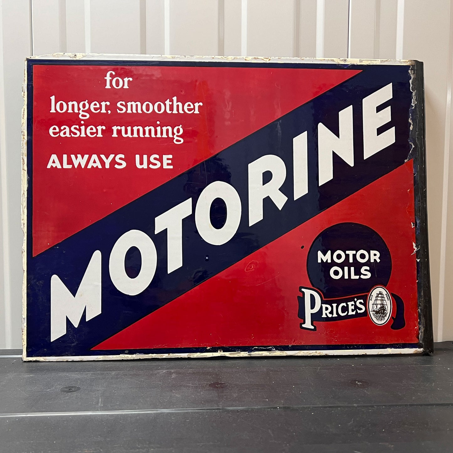 Price`s Motorine Motor Oils Enamel Sign