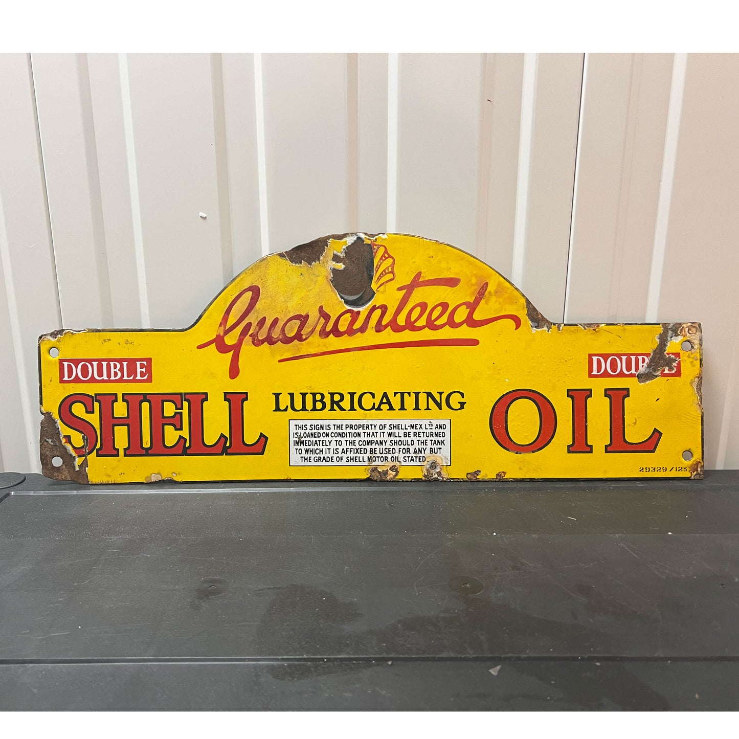 Shell Guaranteed Oil Double Lubricating Enamel Sign