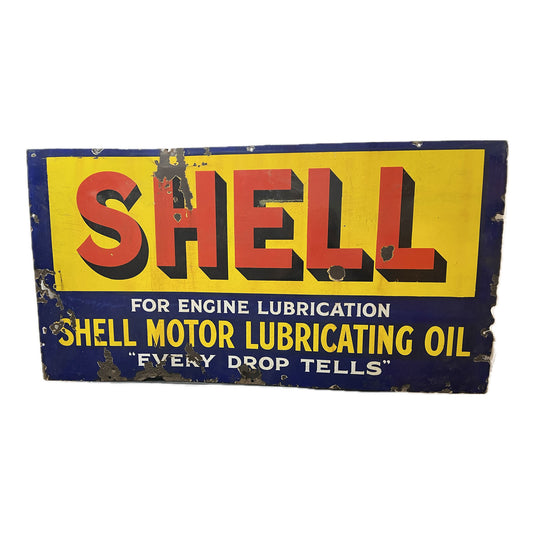 Shell For Engine Lubrication Every Drop Tells Enamel Sign