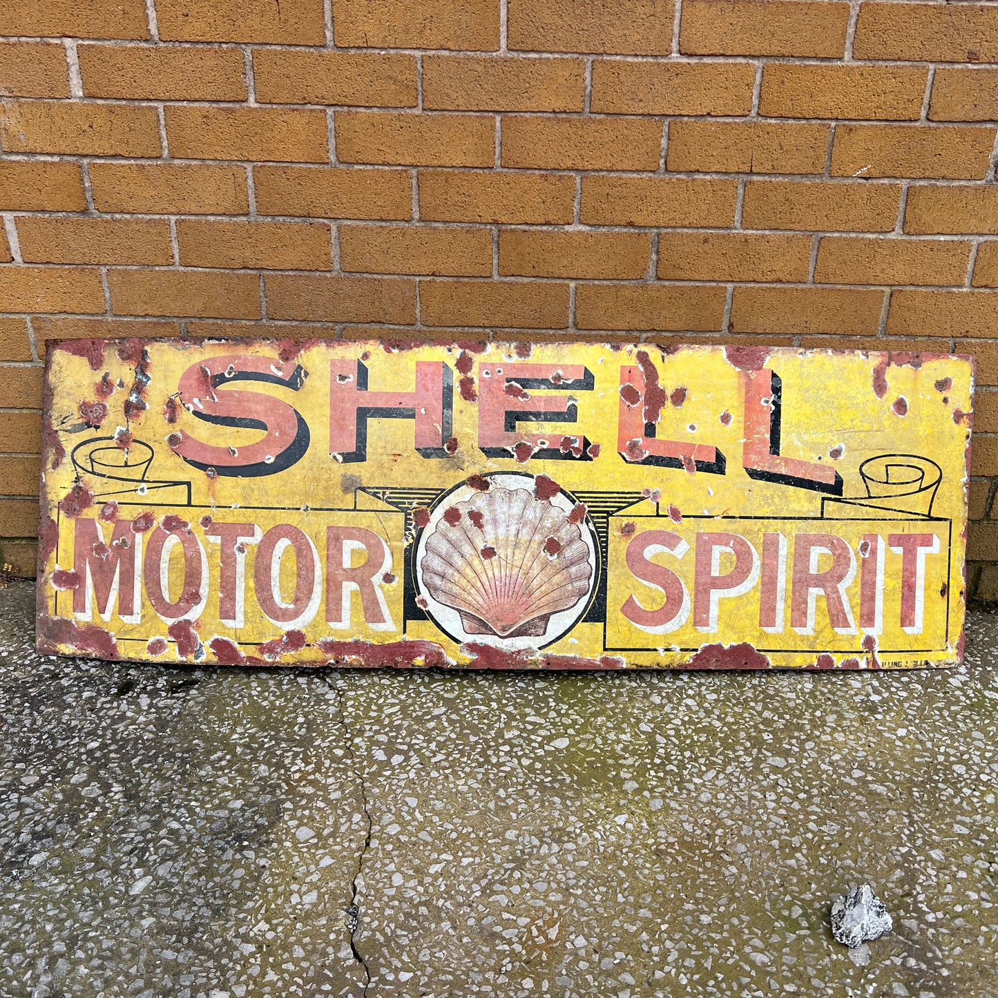 Early Shell Motor Spirit Enamel Sign