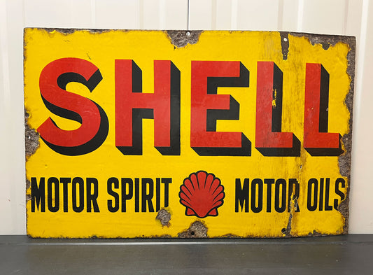 Shell Motor Spirit Motor Oil Motor Spirit Double Sided Enamel Sign